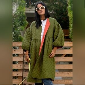 Saint Geraldine Corkill Quilted Reversible green/orange Jacket size Large